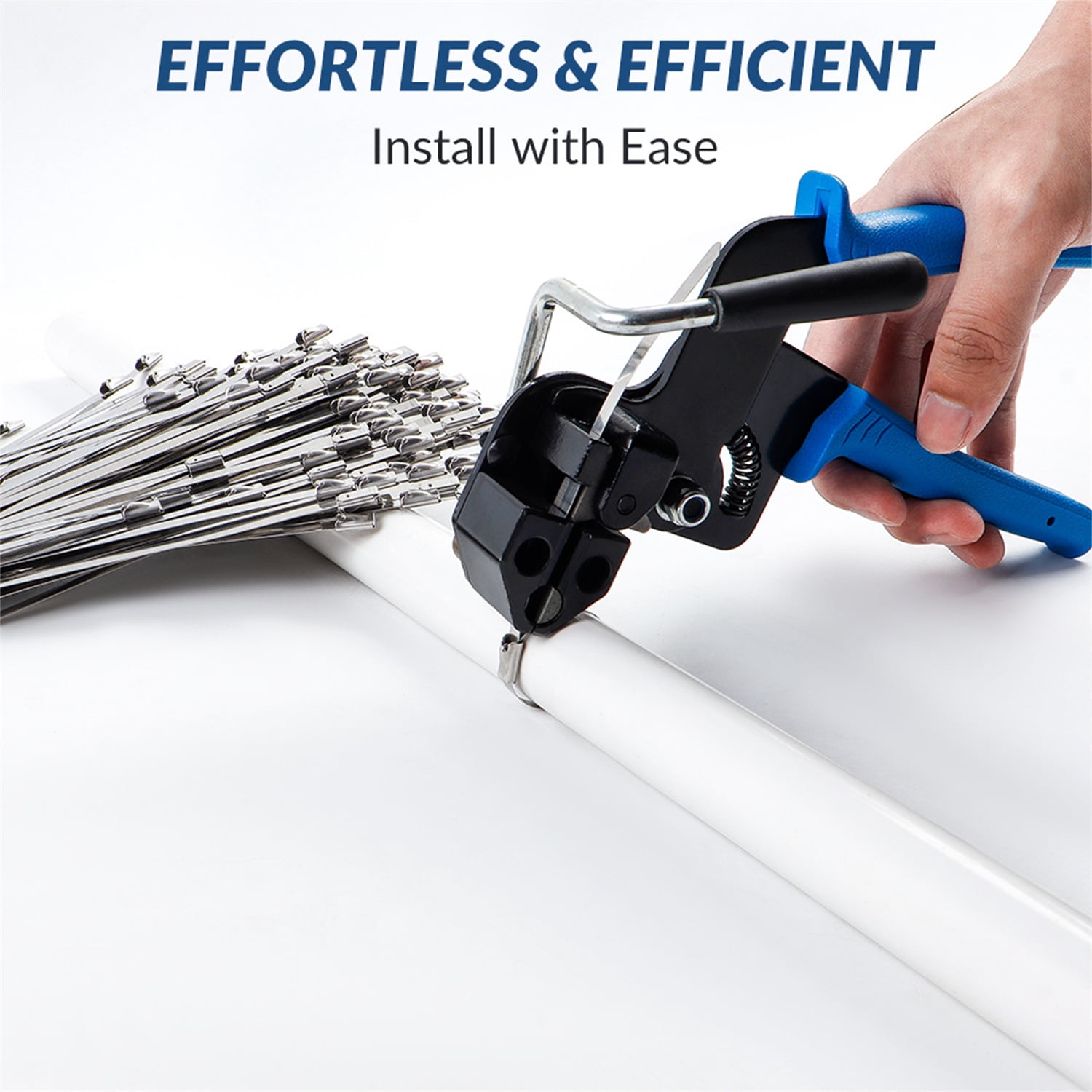 Dingrich Metal Zip Ties Tool Set, Metal Cable Tie Cutter with 150pcs Self-Locking Cable Ties, Cable Tie Tool for Fastening Cutting Stainless Steel Cable Ties, Stainless Steel Zip Ties Gun Kit