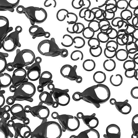 36Pcs 6 Style PVD Vacuum Plating 304 Stainless Steel Lobster Claw Clasps Parrot Trigger Clasps Black Lobster Claw Clasps: 9~15x6~9x3~4.5mm Hole: 1.2~2mm 6pcs/style