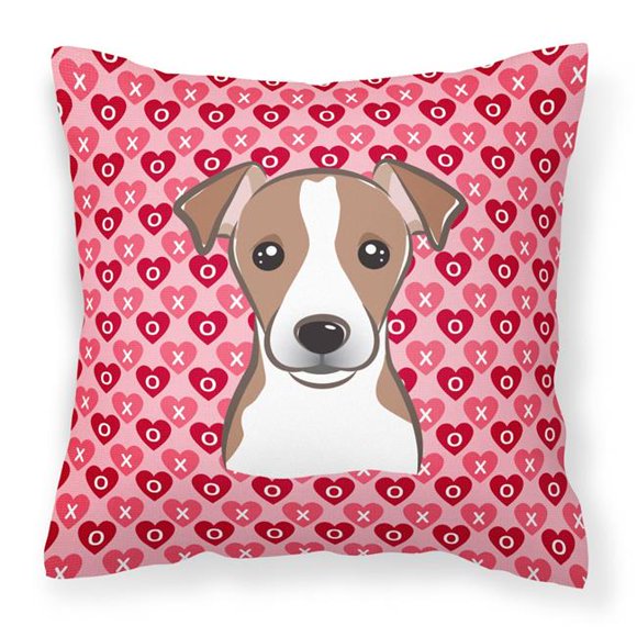 Carolines Treasures BB5330PW1818 Jack Russell Terrier Hearts Fabric Decorative Pillow