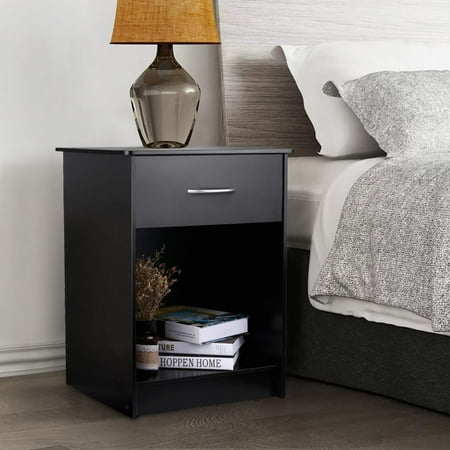 Black Nightstand Target Ktaxon Black Bedroom Bedside Furniture Nightstand End Table Shelf Drawer Strorage,with Sliding Drawer and Shelf ()