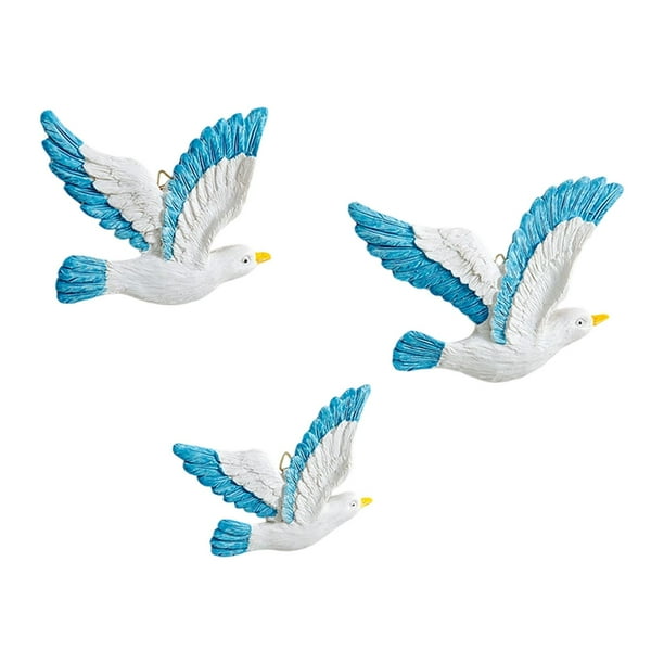 3 decoraciones de pared de gaviota, esculturas de pared colgantes creativas de pájaros voladores para Estilo B