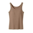 thumbnail image 5 of JGGSPWM Tank Top with Built in Bra for Women Sports Cute Cami Shirts Spring Summer Workout Camisoles Sleeveless Under Clothes Brown 2XL, 5 of 9