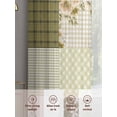thumbnail image 6 of Spring Floral Sheer Curtains 54 Inch Length 2 Panels Set, Yellow Flowers Botanical Patchwork Grid Bohemia Voile Window Treatment Rod Pocket Short Kitchen Curtains Drapes for Bedroom 52"x54"x2, 6 of 7