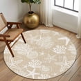 thumbnail image 2 of Round Rugs 6Ft, Rustic Coastal Round Area Rug Washable Indoor Throw Carpet, Sea Nautical Summer Beach Starfish Coral Soft Non Slip Circle Rug for Office Cabinet Home Decor Aesthetic, 2 of 8