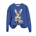 thumbnail image 4 of Ensembles Courts pour Femmes 2 Pcs Pâques Col Rond Manches Raglan Imprimé Haut à Manches Longues Chandail à Capuchon, 4 of 5