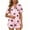 Pink, variant on Women's Cute Print Pajama Set Short Sleeve Button Down Top & Ruffle Shorts with Drawstring Soft Loungewear Sleepwear