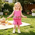thumbnail image 2 of SGMVNU Toddler Baby Girls Clothes Set, Sleeveless Floral Embroidery Ruffle Top and Matching Shorts Set 2Pcs Summer Outfit, Size 2-3 Years, A1-Hot Pink, 2 of 4