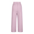 thumbnail image 4 of Tnhcen Women's Pre-Shrunk Linen-Cotton Wide Leg Pants - Embroidered 9-Inch Hem Wide Leg Straight Pants with Elastic Waistband Lightweight Comfy Casual Trousers for Women S-2XL, 4 of 6