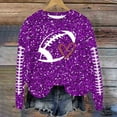thumbnail image 2 of Cnbwig Womens Oversized Hoodies Sweatshirts Long Sleeve Crewneck Football Glitter Print Pullover Sequins Loose Winter Soft Blouse Sweaters Winter Fall Outfits Y2K Clothes A11-Purple L, 2 of 5