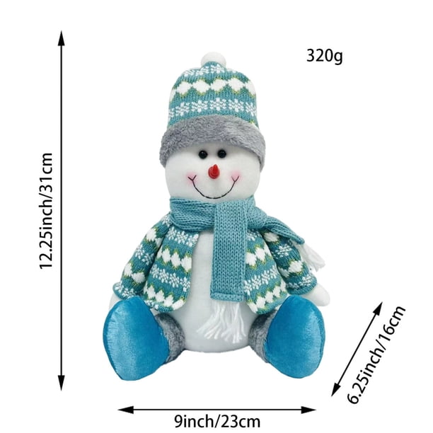 xihome Figura decorativa navideña de Pap Noel sentado azul, muñeco de nieve y reno. Adorno para mesa o repisa.
