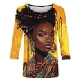 thumbnail image 4 of Wancir Happy Kwanzaa Shirts for Women Merry Christmas Tops African American Black Pride Tshirts 3/4 Sleeve Crewneck Blouses, 4 of 5