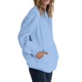 thumbnail image 2 of Women'S Full Zip Up Fleece Hoodie Soft Winter Jacket Casual Oversized Sweatshirt with Button Front Sky Blue XXXL, 2 of 8