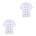 thumbnail image 1 of Chaqueta de cocinero de manga corta Matsuzay uniforme de cocina transpirable agradable a la piel Blanco M 2piezas, 1 of 6