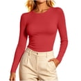 thumbnail image 2 of Diufon Long Sleeve Crop Tops for Women Crewneck Going Out Slim Fitted Basic Shirts Fall Fashion Base-Layer Shirts, 2 of 7