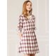 thumbnail image 2 of Allegra K Vestido A Cuadros Forrado Cuello Redondo De Cerradura Con Lazo Medias Mangas Para Mujeres borgo?a S Unique Bargains ajustado, 2 of 6