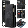 thumbnail image 1 of Funda tipo cartera para Samsung Galaxy S25 Edge, con cremallera, tarjetero, correa para la muñeca, funda protectora trasera magnética desmontable a prueba de golpes para Galaxy S25 Edge., 1 of 9