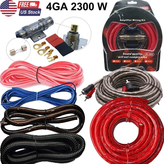 2300W 4 Gauge Car Audio Cable Kit Amplifier Install Amp Rca Subwoofer Sub Wiring