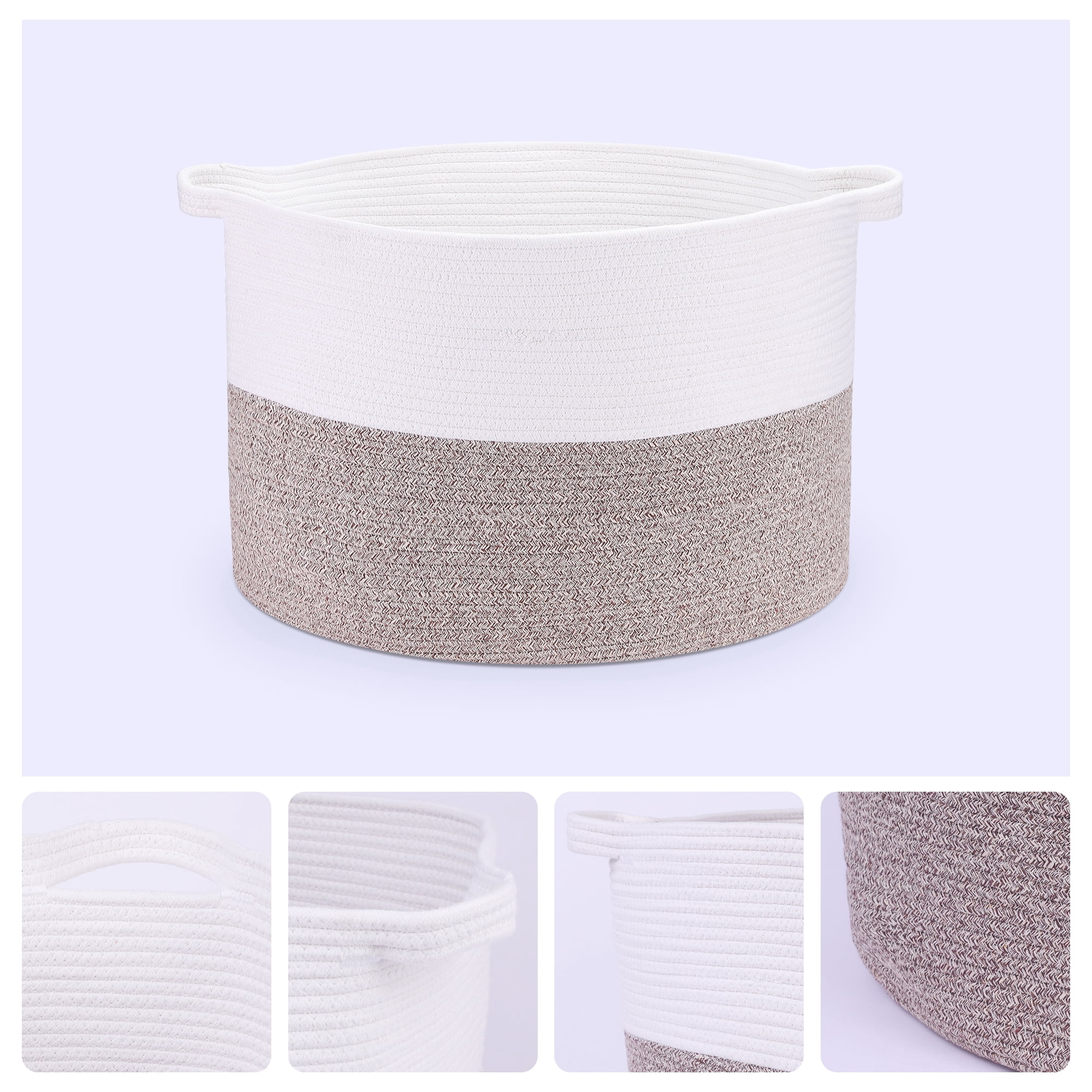Unique Bargains Woven Storage Bin Shelf Storage Basket Organizer Bin with Handles Brown