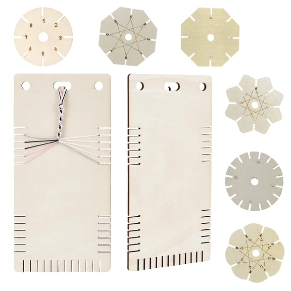 8Pcs Wooden Braiding Discs Multipurpose Bracelets Weaving Plate for Braided Rope Bracelets Crafting Handmade Jewelry