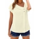 thumbnail image 2 of TaTaai Womens solid crew neck t-shirt, linen cotton blend, short sleeve, button cuff, cutout design, casual comfortable, lightweight, perfect for weekend trips & casual gatherings Gift, 2 of 9