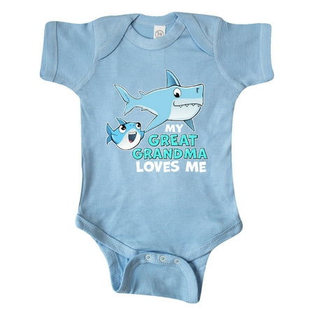 

Inktastic My Great Grandma Loves Me with Cute Sharks Gift Baby Boy or Baby Girl Bodysuit