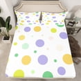 thumbnail image 2 of Manfei Cartoon Circular Queen Sheet Sets,Multicolor Polka Dots Flat Sheet,Yellow Green White Queen Fitted Sheet For Children,Breathable Home Decor,4pcs, 2 of 7