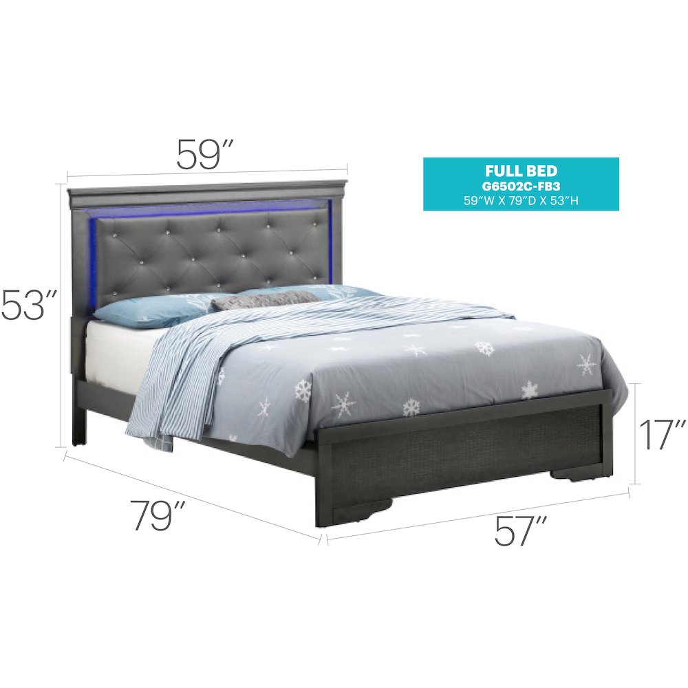 Glory Furniture Lorana Full Bed in Metalic Black Color