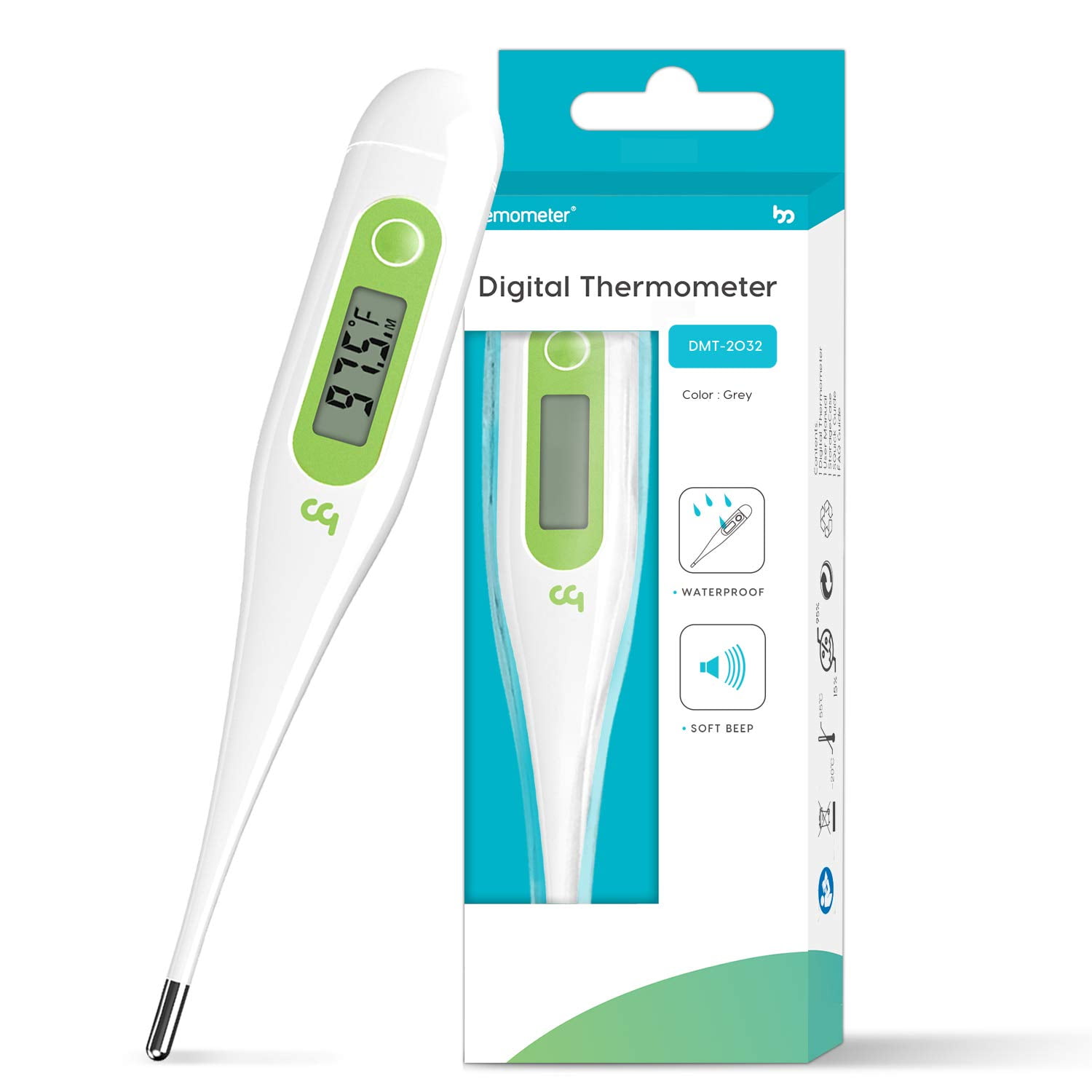 Rectal Suitable for Oral Adults Axillary Measurement for Baby White Kids Accurate and Mercury Free Digital Thermometer