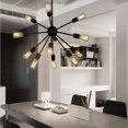 thumbnail image 3 of Chandelier Black Ceiling Lighting Metal Retro Industrial Vintage Pendant Lighting with 8 Lights use E26 Light Bulb for Indoor Kitchen Island Dining Room Living Room Hallway（8/10 lights-Black）, 3 of 6