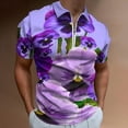 thumbnail image 2 of TOUCH OF SPRING PINK- PURPLE PANSY FLOWERS Men Zipper T-shirt Summer Casual Short Sleeve T-shirt Top, 2 of 7