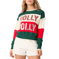 thumbnail image 2 of Women Christmas Knit Sweater Long Sleeve Crewneck Sequins Letter Striped Xmas Holiday Pullover Tops, 2 of 6