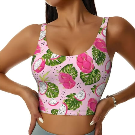 Sports Bras for Women - Dragon Fruits Seamless Yoga Bra Workout Crop Top with Removable Pads