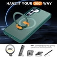 thumbnail image 3 of Phone Case for Samsung Galaxy S24 6.2 inches, 360° Rotatable Magnetic Ring Stand [Compatible with MagSafe] [Military Grade Protection] Shockproof Phone Covers for Women Men(Green), 3 of 7