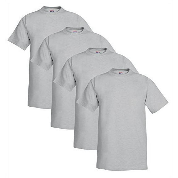 Hanes Mens Beefy-T Short-Sleeve T-Shirt - Best-Seller! (Pack of 4) 4 Light Steel