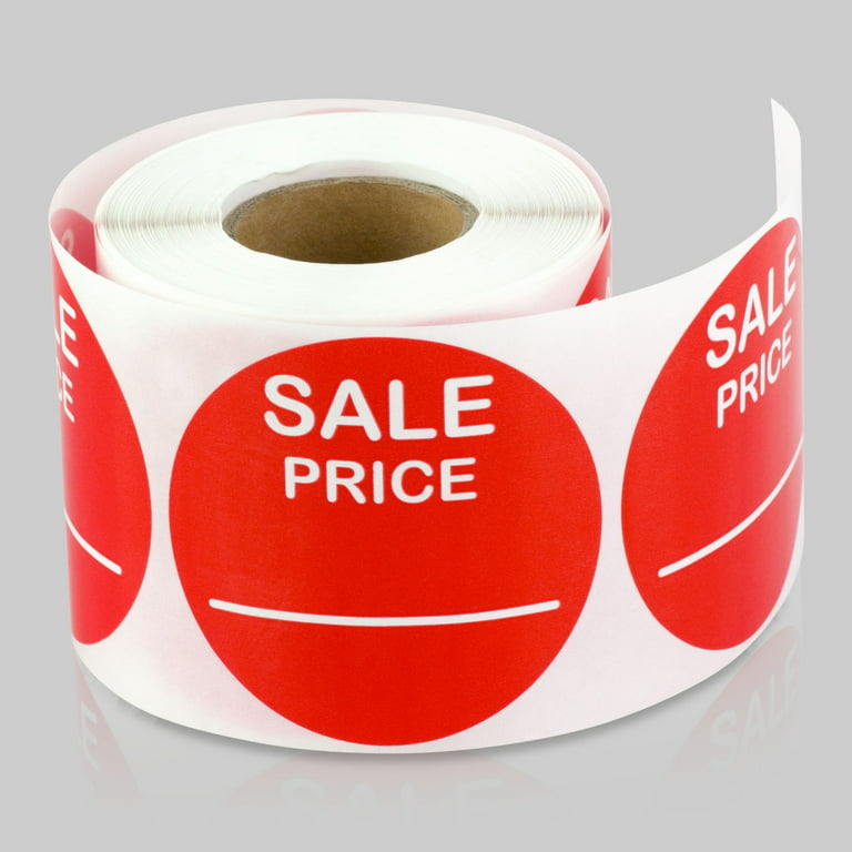 Tuco Deals Round Sale Price Stickers (2 inch, 300 Labels per Roll, 5 Rolls, Red) for Use Retail, Yard Sales or Garage Sale