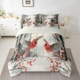 thumbnail image 2 of Manfei Red Robin Bird Bedding Comforter Set 7pcs for Teens, Winter Snow Plant Queen Bedding Sets, Merry Christmas Reversible Queen Sheet Sets, Ultra Soft Home Decor, 2 of 7