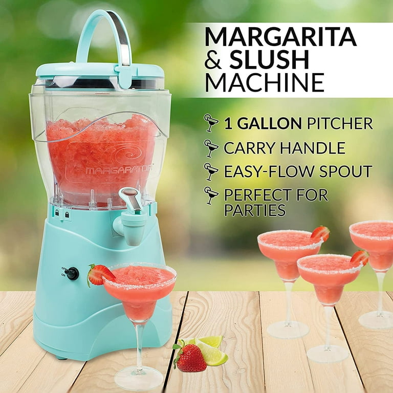 Nostalgia Frozen Drink Maker and Margarita Machine for Home - 128-Ounce  Slushy Maker with Stainless Steel Flow Spout - Easy to Clean and Double