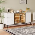 thumbnail image 2 of Buffet cabinet with storage, kitchen side panel storage room with doors and 3 drawers, pantry cabinet display rack, console, dining table manager furniture, living room dining room white, 2 of 8