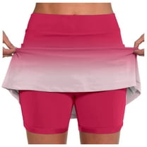Tennis Skirts for Women Built-In Gradient Color Running Skorts with Pockets Tummy Control Slim Fit Summer Shorts for Women 2025,Hot Pink,5XL