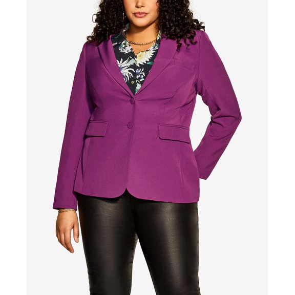 Trendy Plus Size Brittany V-neck Jacket Magenta 22W