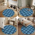thumbnail image 5 of Round Area Rugs 4Ft, Teal Blue Checkered Non-Slip Washable Circle Rugs Carpet, Modern Farmhouse Blue Plaid Indoor Outdoor Rug Floor Mats Throw Runner for Bedroom Living Room Bathroom, 5 of 8