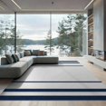thumbnail image 2 of ODIKA Striped Bold Navy Horizontal Bands Awning Centered Panel Sriped for Queen Size Bedroom, Under Bed, Master Suite, Foldable Easy Care, 2 of 7