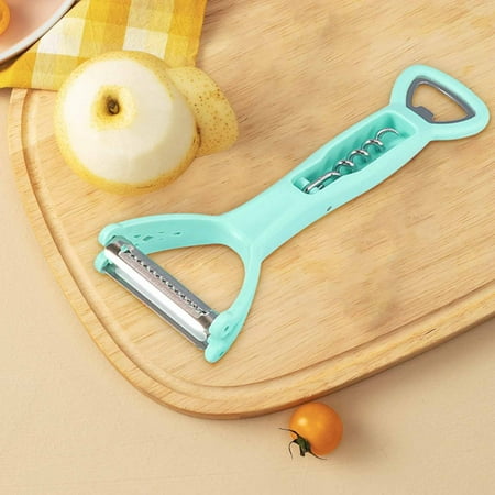 

SNGMN Multi-Functional Kitchen Peeler with Bottle Opener and Double-End Shredder - Stainless Steel Multipurpose Gadget for Efficient Cooking (Mint Green)