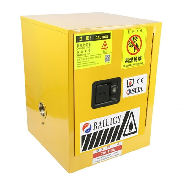 Wuzstar 4 Gallon Flammable Storage Cabinet Safety Cabinet Fireproof Leak-proof Flammable Liquid Chemicals Storage Manual Door Safety Cabinet for Commercial Industrial and Home Use