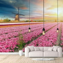IDEA4WALL 4pcs Floral Peel and Stick Wallpaper Removable Wall Murals Large Wall Stickers for Home Decoration, 66"x24"