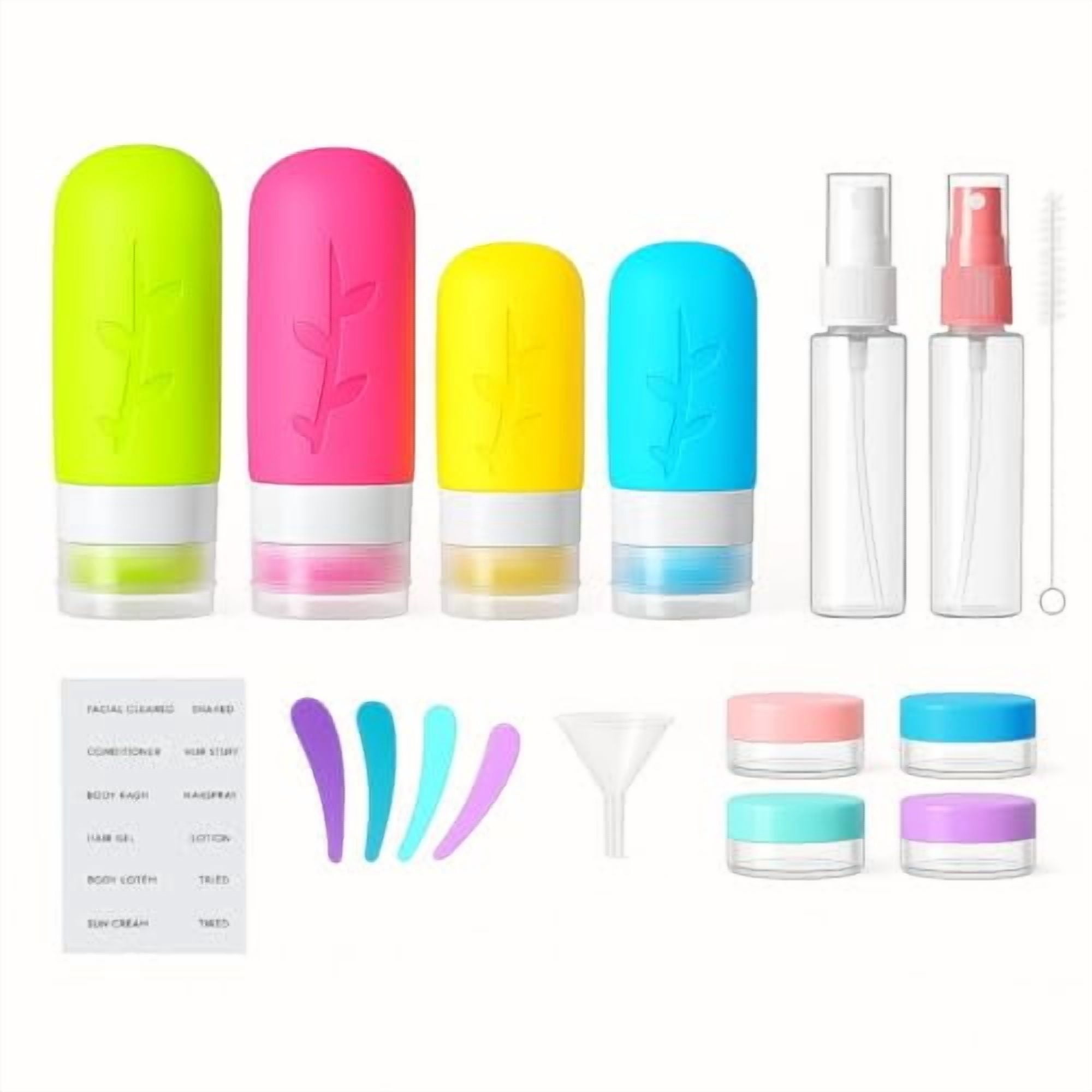 Silicone Travel Containers for Toiletries, Leak Proof Refillable Liqus Shampoo And Conditioner travel Essentials, 18pack Travel Bottles for Toiletries – toiletry Bottles