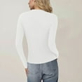 thumbnail image 4 of Women's Slim Sweater Long Sleeve Crewneck Button Down Solid Knitted Cardigan Tops White L, 4 of 4