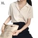 thumbnail image 1 of Camisa de mujer Verano de manga corta con cuello en V Botón suelto Top casual, albaricoque, XL Speravity AP001363-10B, 1 of 7
