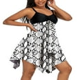 thumbnail image 2 of 2Pcs Plus Tailles Femmes Maillot de Bain Épissage Bretelles Spaghetti Sans Manches Recadrée Robe + Slip M-4XL, 2 of 6