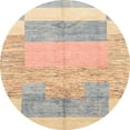 thumbnail image 1 of Ahgly Company Machine Washable Indoor Round Abstract Light Copper Gold Area Rugs, 7' Round, 1 of 7